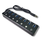 Multiplicador Expansor Zapatilla Prolongador 7 Puertos Usb 3.0 Con Switch Mts-hub3x7 Amitosai