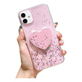 Funda Corazon Para iPhone X/xs + Mica + Soporte Espejo Mujer