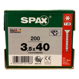 Tornillos Spax Madera 3.5 X 40 Caja 200 Pieza Cuerda Corrida
