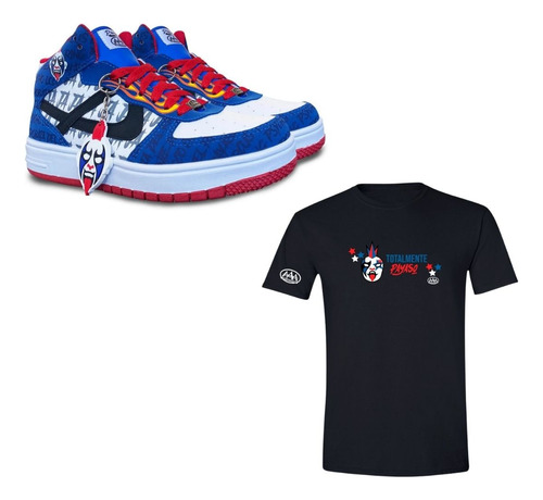 Kit Tenis Panam Y Playera Hombre Lucha Libre Aaa Psycho Clow