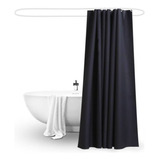 Cortina Baño Negra Impermeable 180x180 Cms + 12 Ganchos Negr