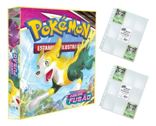 Álbum Pasta Fichário Pokemon Com 20 Folhas Yes Golpe E Fusão