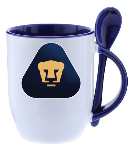 Taza Con Cuchara Pumas Unam Personalizada 320 Ml Futbol 