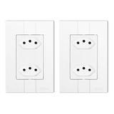 2 Tomadas Dupla 20a Pluzie Modular Monobloco Linha Fácil Cor Branco