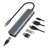 Adaptador Hub 6 En 1 Usb 3.0 Tipo C 5gbps Hdmi Rj45