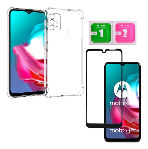 Capa + Película De Vidro 3d Compatível Com Motorola Moto G30