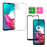 Capa + Película De Vidro 3d Compatível Com Motorola Moto G30