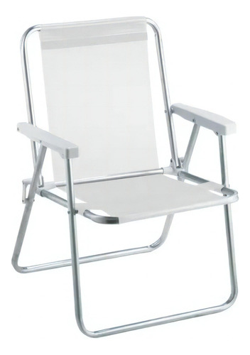 Cadeira De Praia Piscina Alumínio Cores Sortidas - Bel Cor Branco