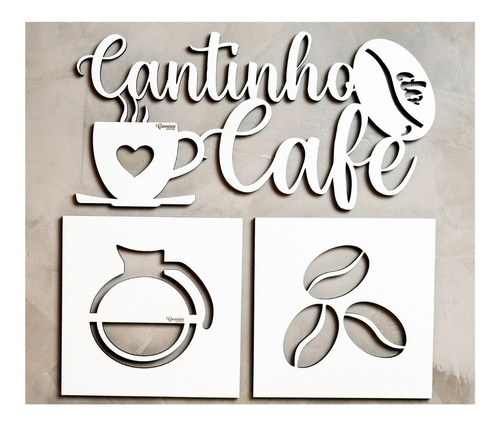 Placas Cantinho Do Café Escrita Quadros Decorativos Com 3