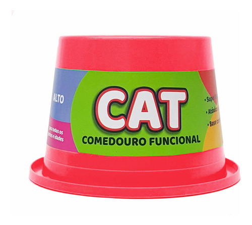 Comedouro Alto Antiformiga Pet Toys Neon Cat 250 Ml  Gatos Cor Rosa