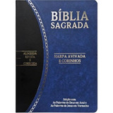 Bíblia Sagrada Slim Grande | Rc | Letra Grande | Harpa Avivada E Corinhos | Azul E Preto