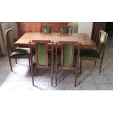 Juego Mesa De Comedor De Estilo En Madera Lustrada. 