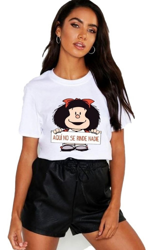 Polera Dama Estampada 100%algodon Diseño Mafalda Cartel