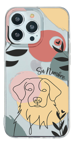 Funda Para iPhone Mujer Perrito Golden Minimal Su Nombre