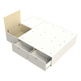 Cama Con Cajones Box Base Somier 2 Plazas Blanco 56635