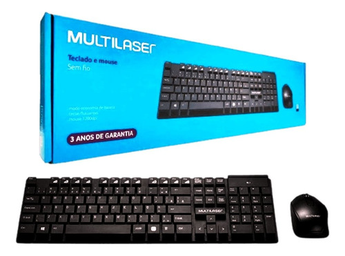 Combo Teclado E Mouse Sem Fio Multimídia Usb Preto Tc212