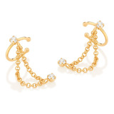 Brinco Rommanel Ear Cuff Corrente Zircônia Folheado 526663