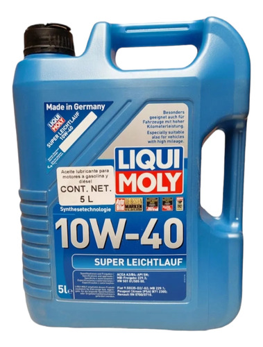 Aceite Liqui Moly 10w40 Leichtlauf Performance 5l Semi Sint