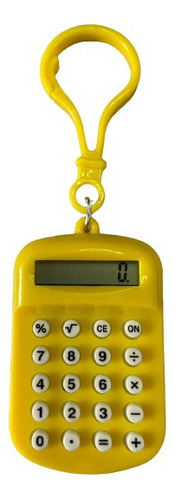 Mini Calculadora Com Mosquetão Cor Amarelo