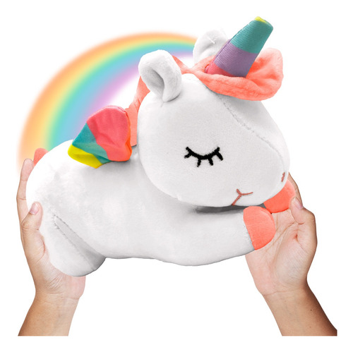 Unicornio Dormido Blanco Peluche Piel Durazno Sonido Te Amo 