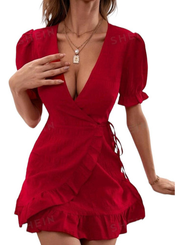 Vestido De Mujer Corto Nudo Liso Sexy