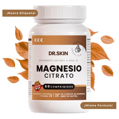 Citrato De Magnesio Dr Skin 60 Comprimidos | 800mg | Combatí El Estrés, Mejorá Tu Digestión Y Prevení Calambres | Magnesio Citrato Suplemento Relajante Muscular Energizante Natural | MercadoLibre