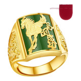 Anel Grande Masculino Horse Cavalo Banhado A Ouro Ajustável