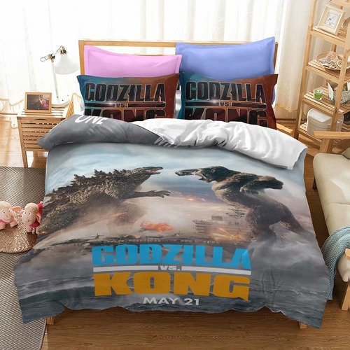 Juego De Fundas De Edredón For Cama Doble Godzilla Vs Kong