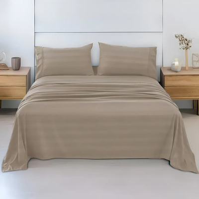 Juego De Sábanas Matrimonial 3000 Hilos Egipcian Premium Color Beige Diseño De La Tela Rayas | MercadoLibre