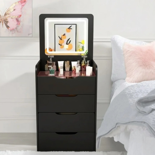 Buro Con Cajones Taburete Escondido Y Espejo Touch