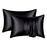 X2und Fundas Para Almohadas Satin 70x50 Color Negro