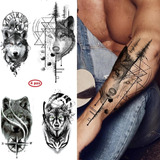 3 Tatuajes Temporales Grandes  Lobo Tattoo Hombre Mujer