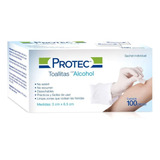 Toallitas Con Alcohol Protec 3x6.5 Cm. Caja Con 100 Pzas.