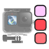 Kit 3 Filtros Mergulho Caixa Estanque Gopro Hero 8 Vermelho