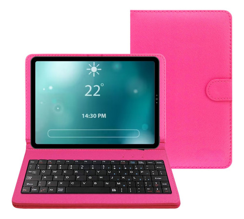 Capa Case Rosa C/ Teclado + Caneta Touch P/ Tablet M7 Wifi