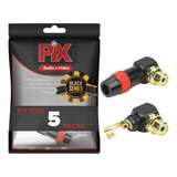 5x Conector Plug Rca 90º Profissional Top De Linha Vermelho