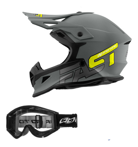 Kit Capacete Completo + Oculos Fast Grey Tamanho 56 58 60