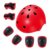 Casco Más Set De Protectores Para Niñas Y Niños Color Rojo