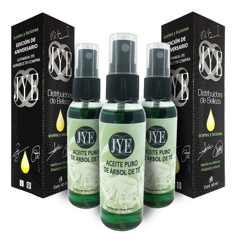 3 Botellas De Aceite Jye Natural Árbol De Té  Puro 180ml