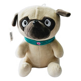 Peluche Perro Pug Kawaii Color Cafe Claro De 33cm De Altura 