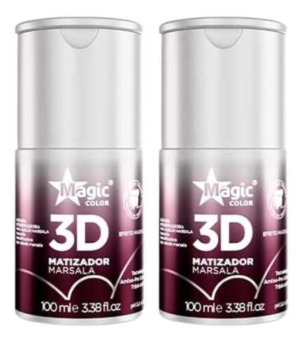 Kit 2 Gloss Matizador 3d Marsala Vermelho Magic Color 100ml