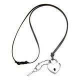 Collar De Cuerda De Cuero Negro Ajustable 80cm