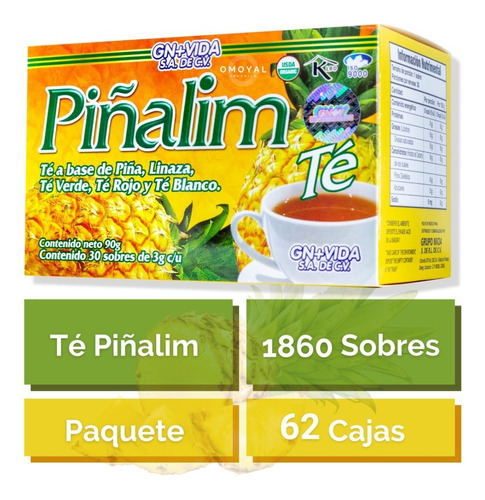 Té Piñalim (30 Sobres) Gn+vida Paquete 62 Piezas