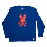 Playera Psycho Bunny Manga Larga Azul