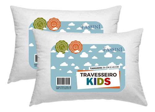 Kit 2 Travesseiros Infantil Kids Antialérgico Macio