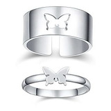 Anillos De Promesa - Butterfly Rings For Couples 18k White G
