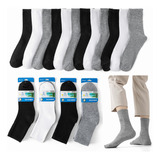 Qikun Pack 12 Calcetines Largo Deportivo  Liso Bambú Hombre