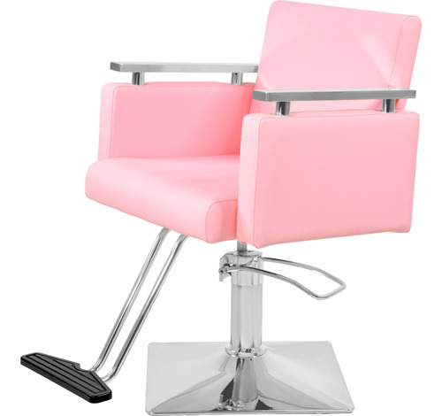 Sillon Silla Barberia Estetica Cuadrada 360° Moderna Color Rosa Tipo De Respaldo Fijo