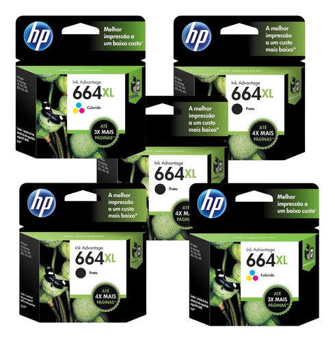 3 Cartuchos Hp 664xl Preto 2 Color Originais Genuíno Lacrado