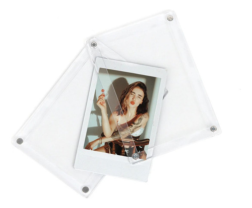 3x Moldura Protetora Com 4 Ímã Transparente Para Foto Instax
